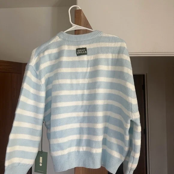 Daily Drills Light Blue and White Striped Cardigan - Picture 2 of 3